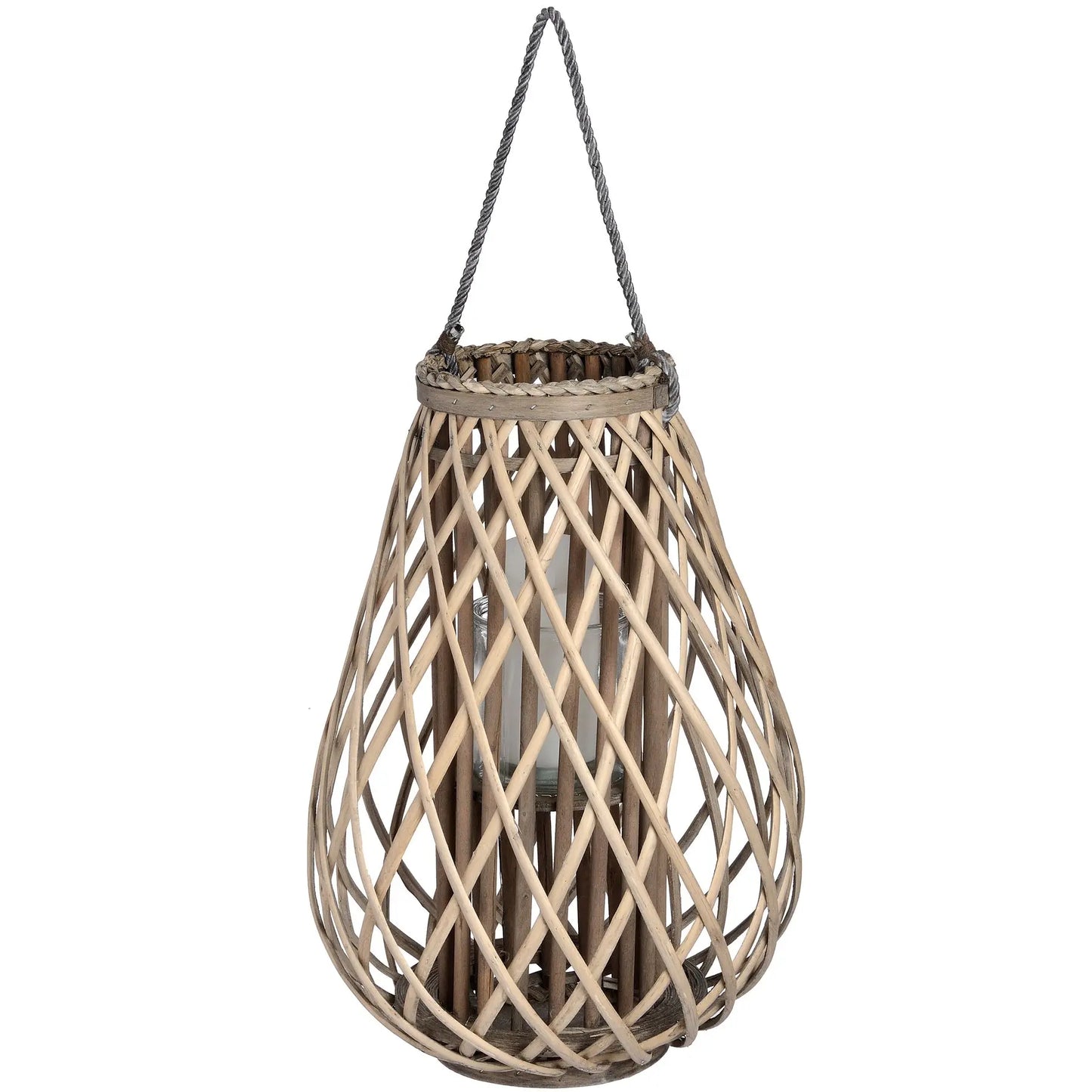 Large Wicker Bulbous Lantern Makur Interior