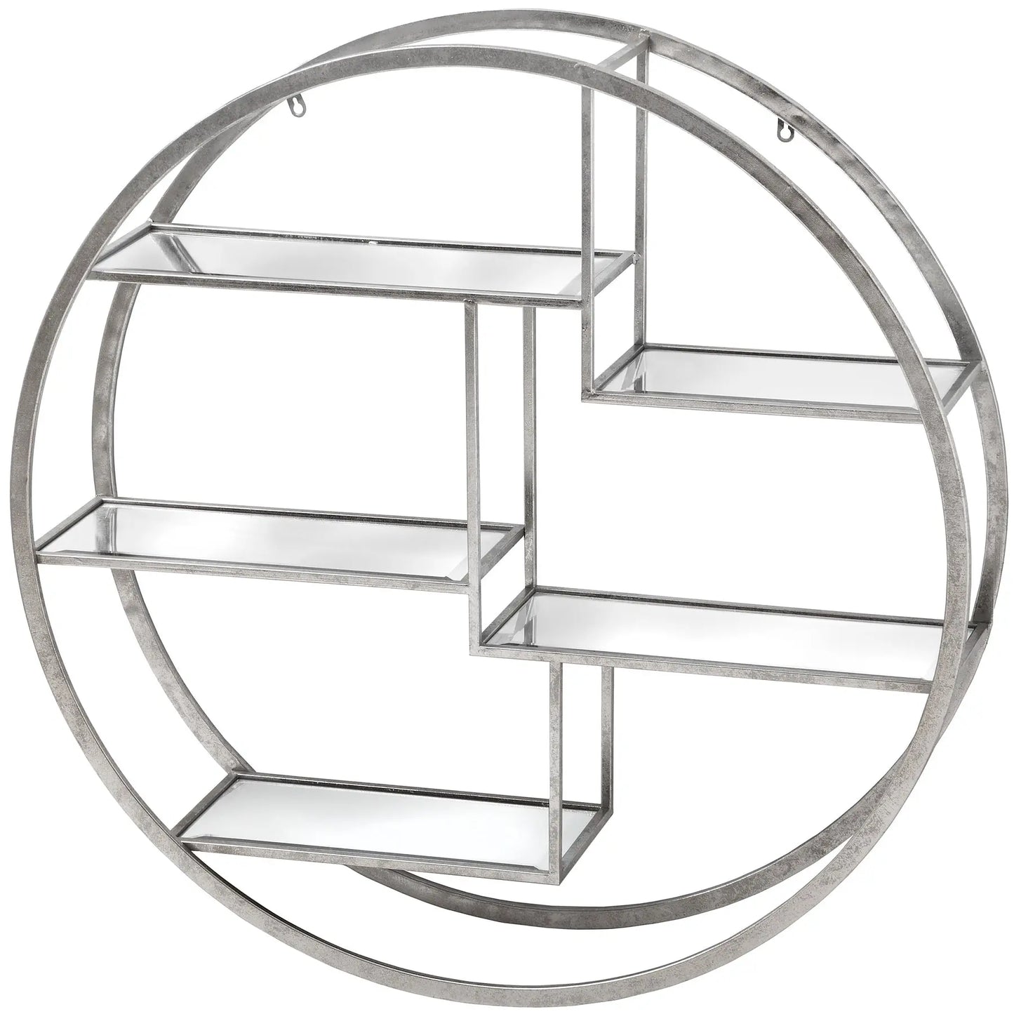 Large Circular Silver Wall Hanging Multi Shelf Makur Interior