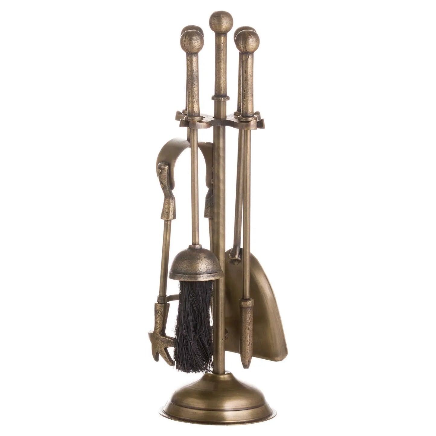 Ball Topped Companion Set In Antique Brass Makur Interior
