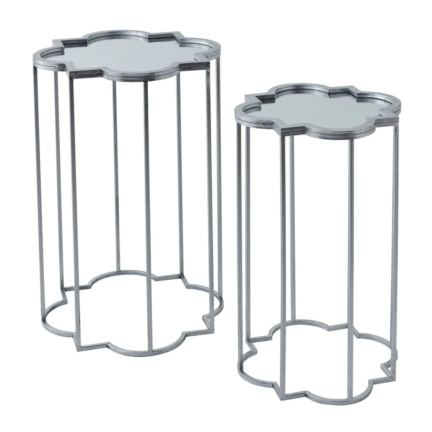 Quarter Foil Mirrored Set Of Two Side Tables Makur Interior