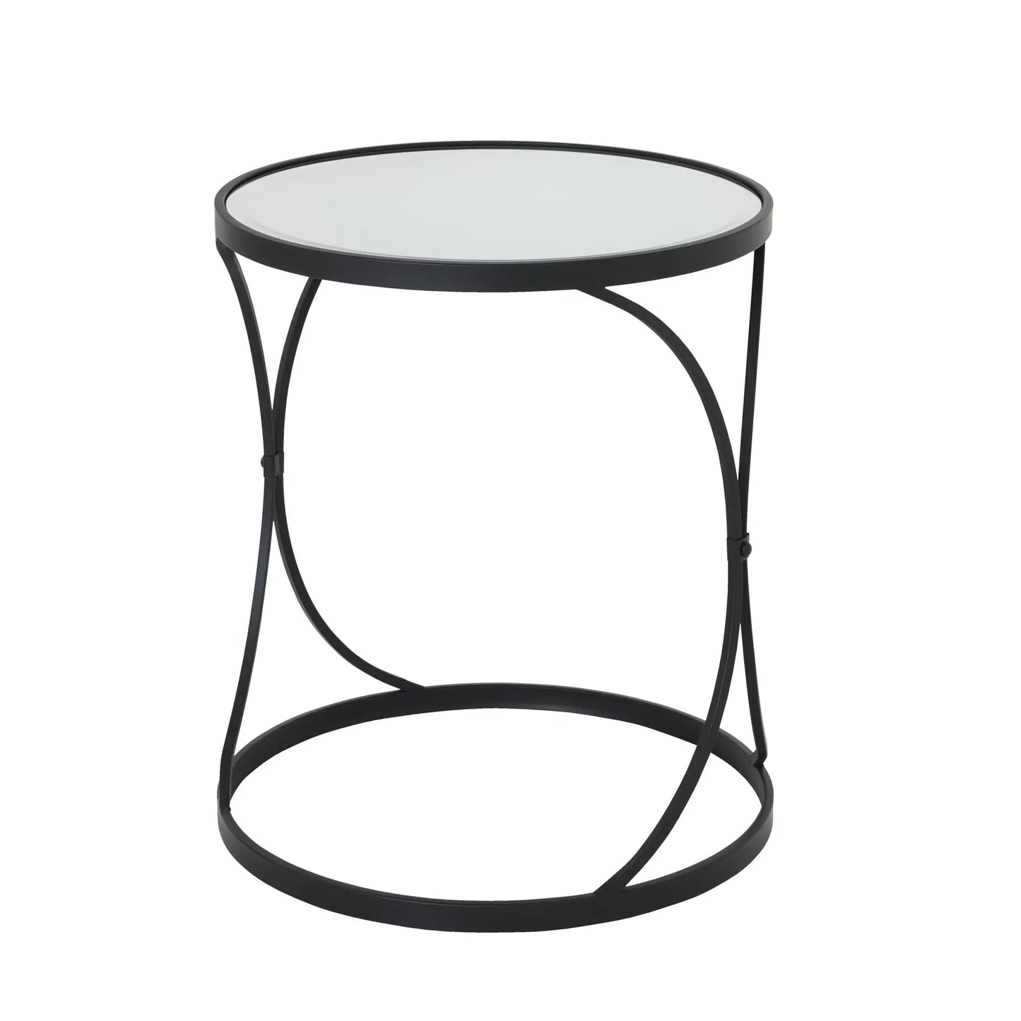 Concaved Set Of Two Black Mirrored Side Tables Makur Interior