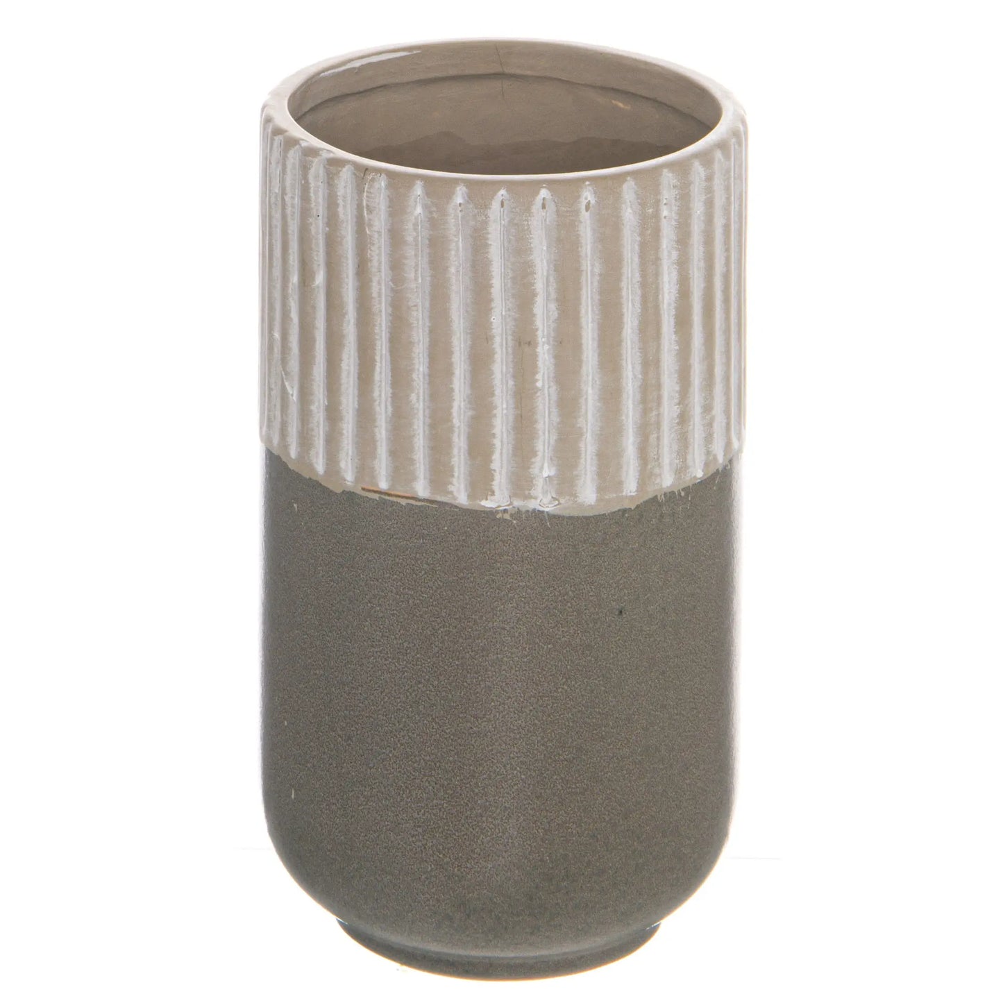Mason Collection Grey Ceramic Straight Vase Makur Interior