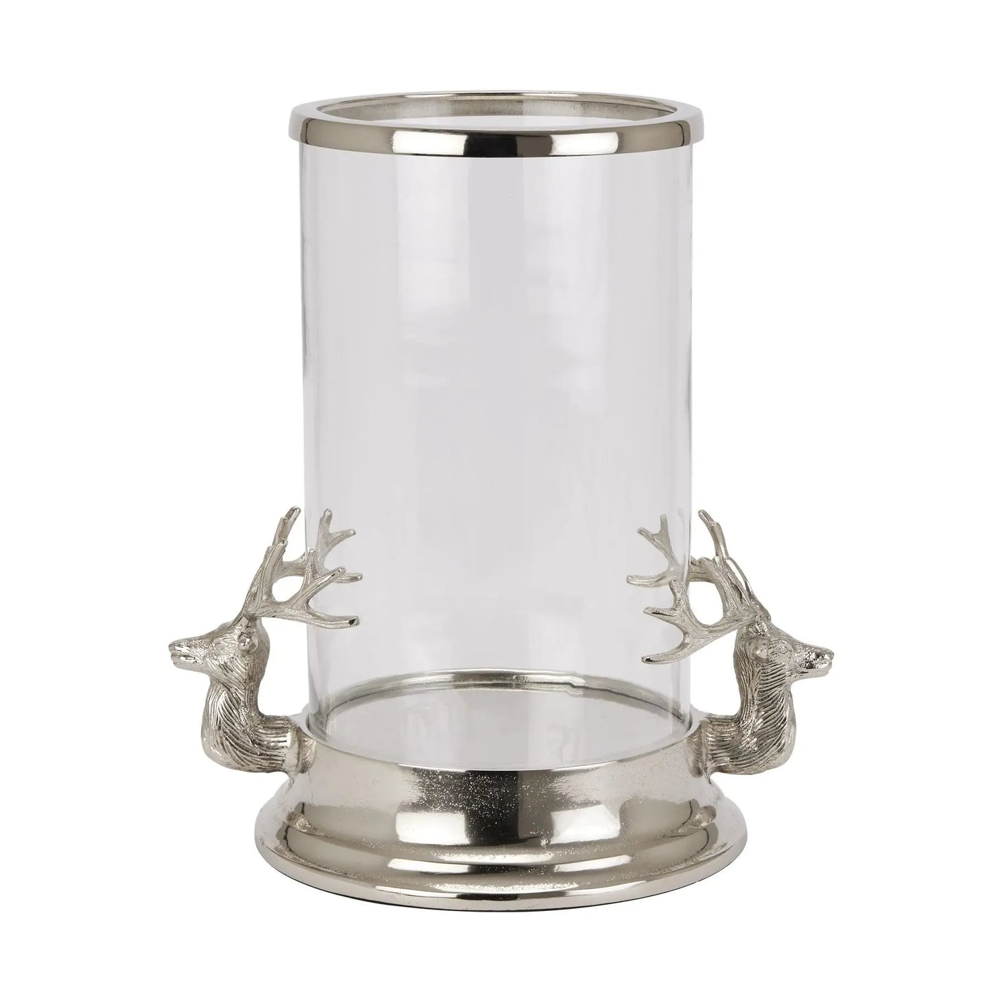 Silver Stag Heads Hurricane Lantern Makur Interior