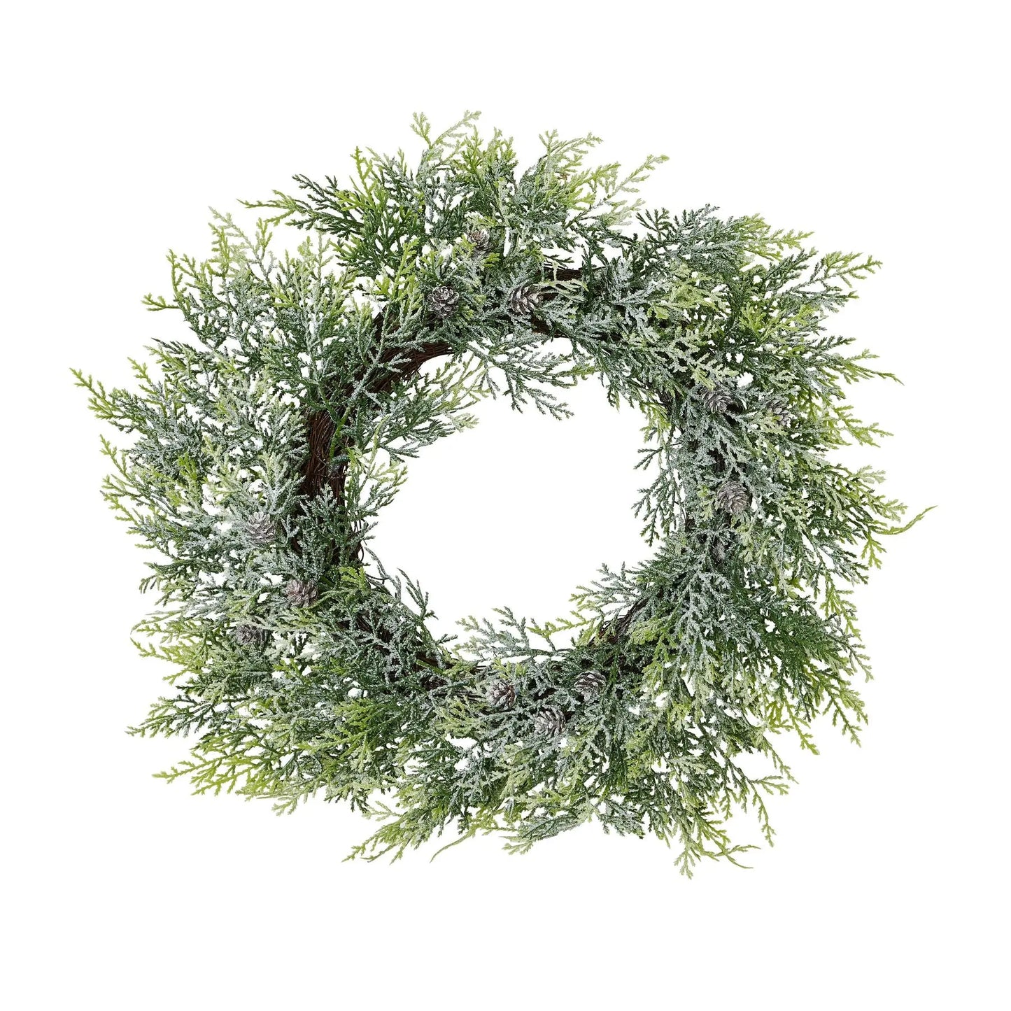 Frosted Pine Wreath With Pinecones Makur Interior