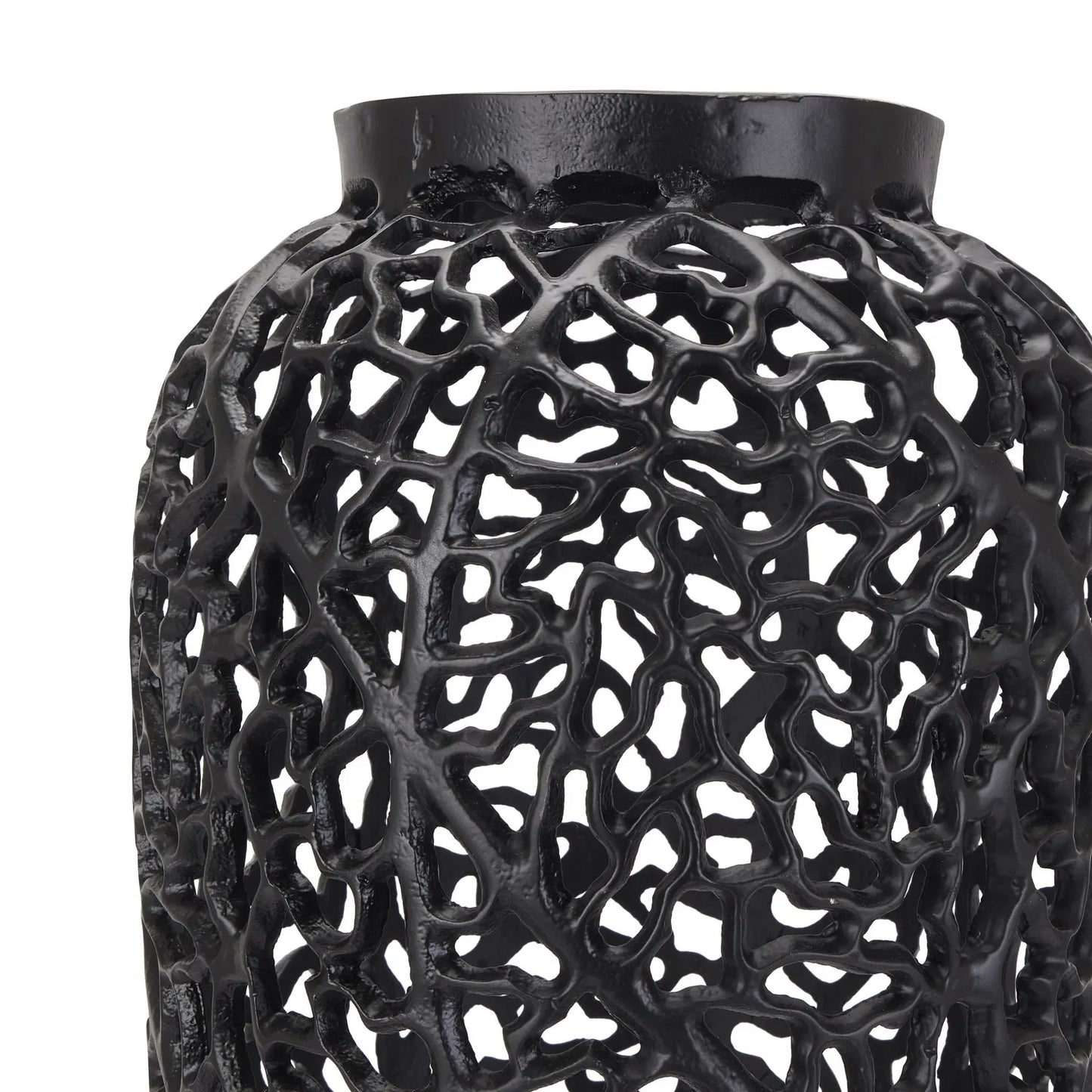 Black Cast Lattice Large Vase Makur Interior