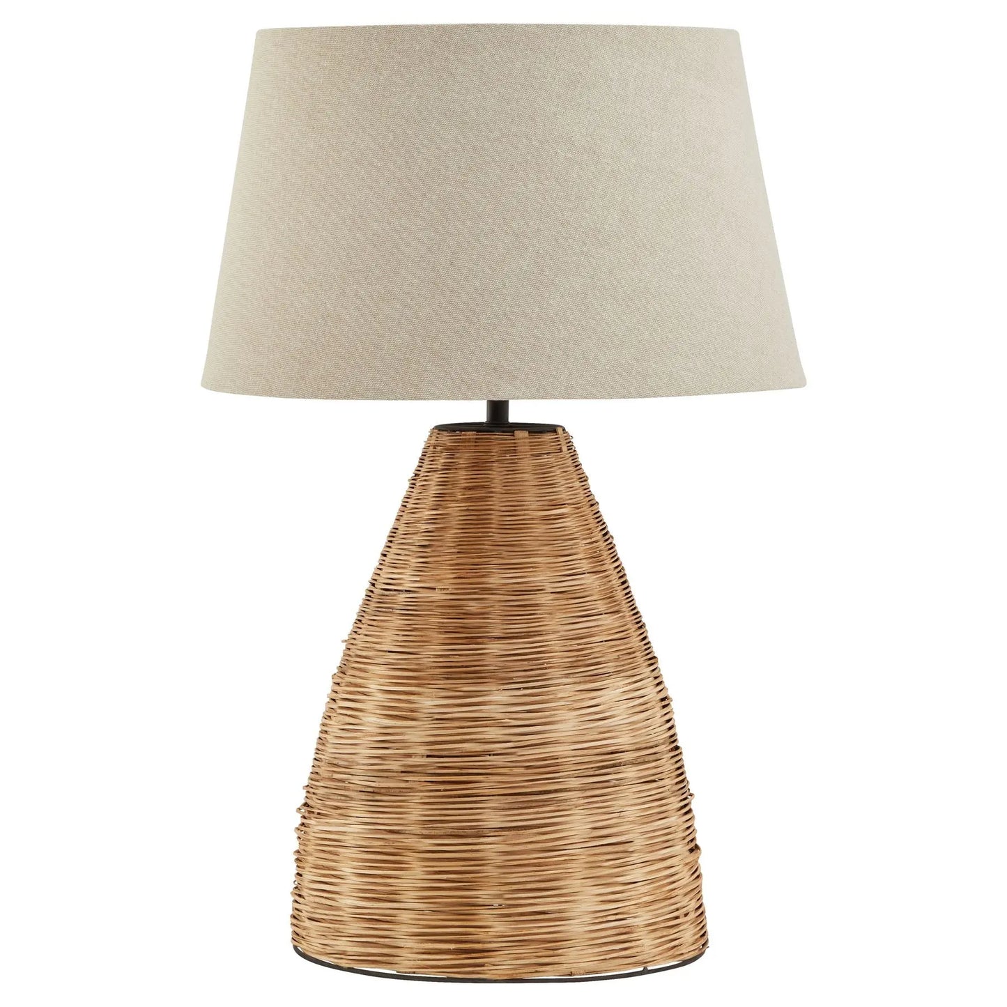 Conical Wicker Table Lamp With Linen Shade My Store
