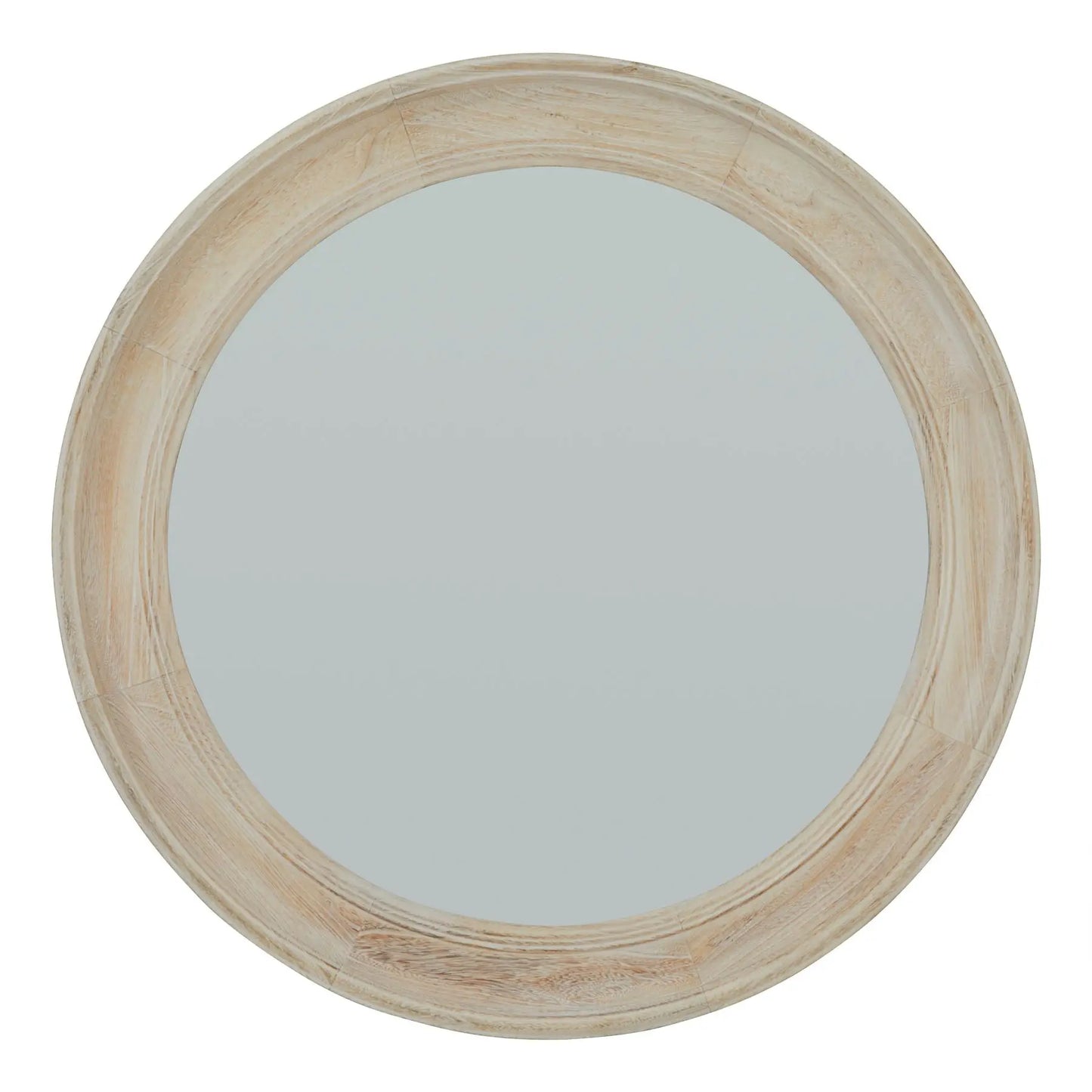 Washed Wood Round Framed Mirror Makur Interior