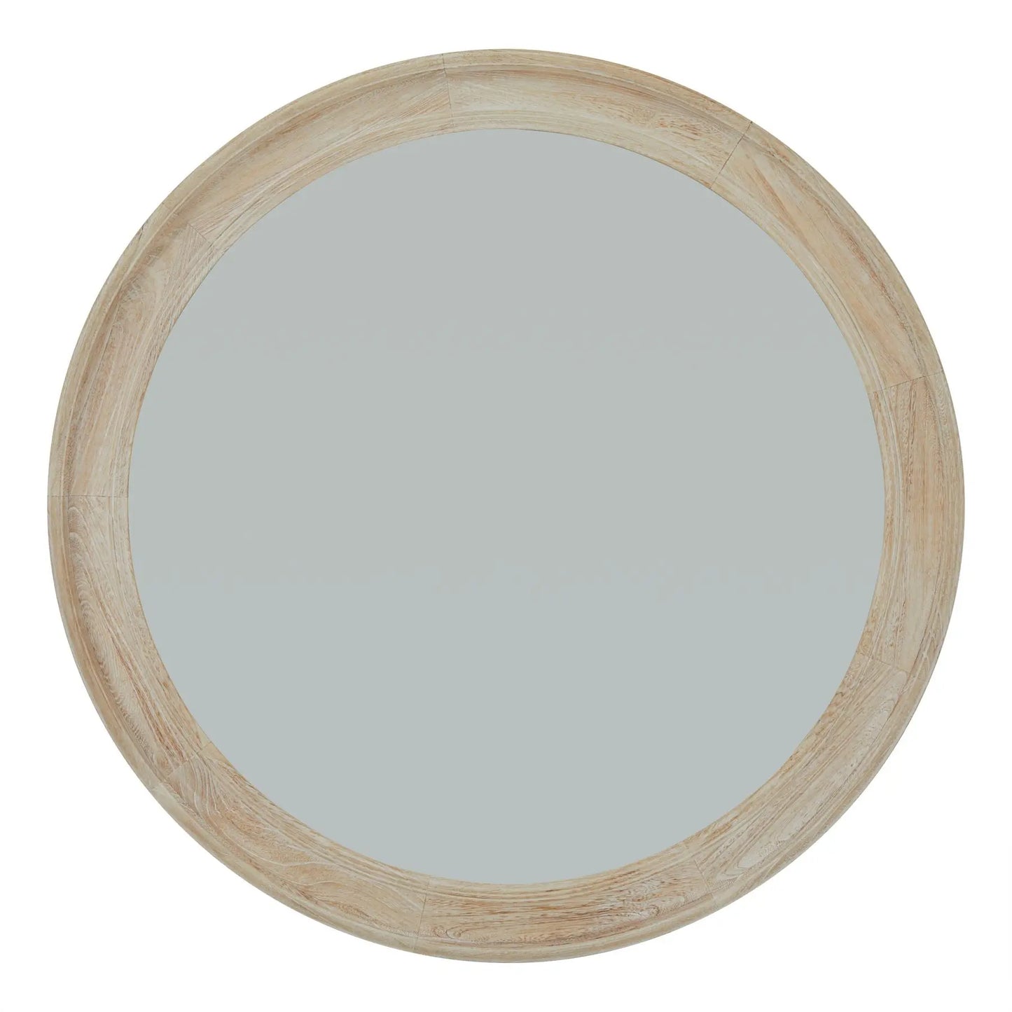 Washed Wood Round Framed Large Mirror Makur Interior