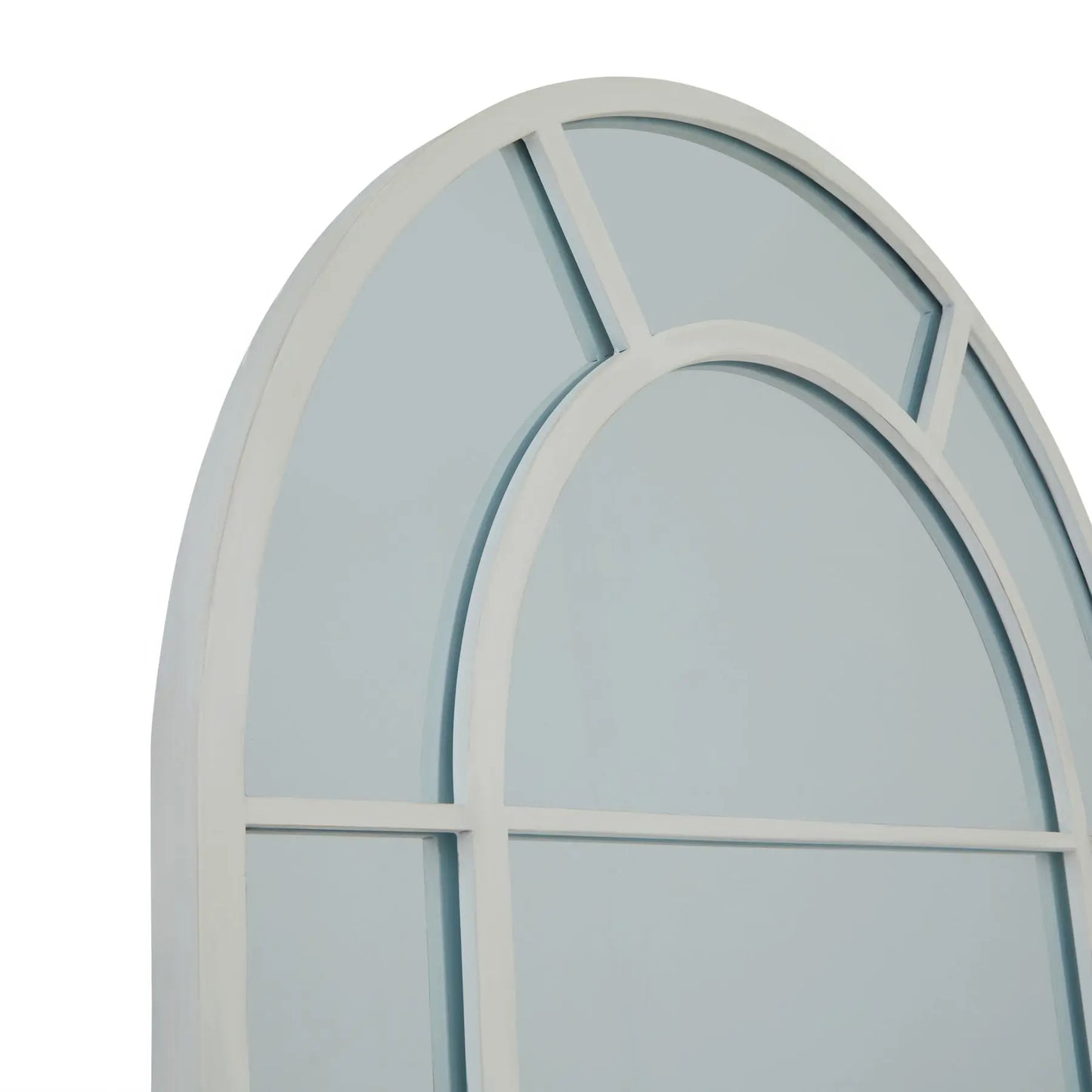 White Large Arched Window Mirror Makur Interior