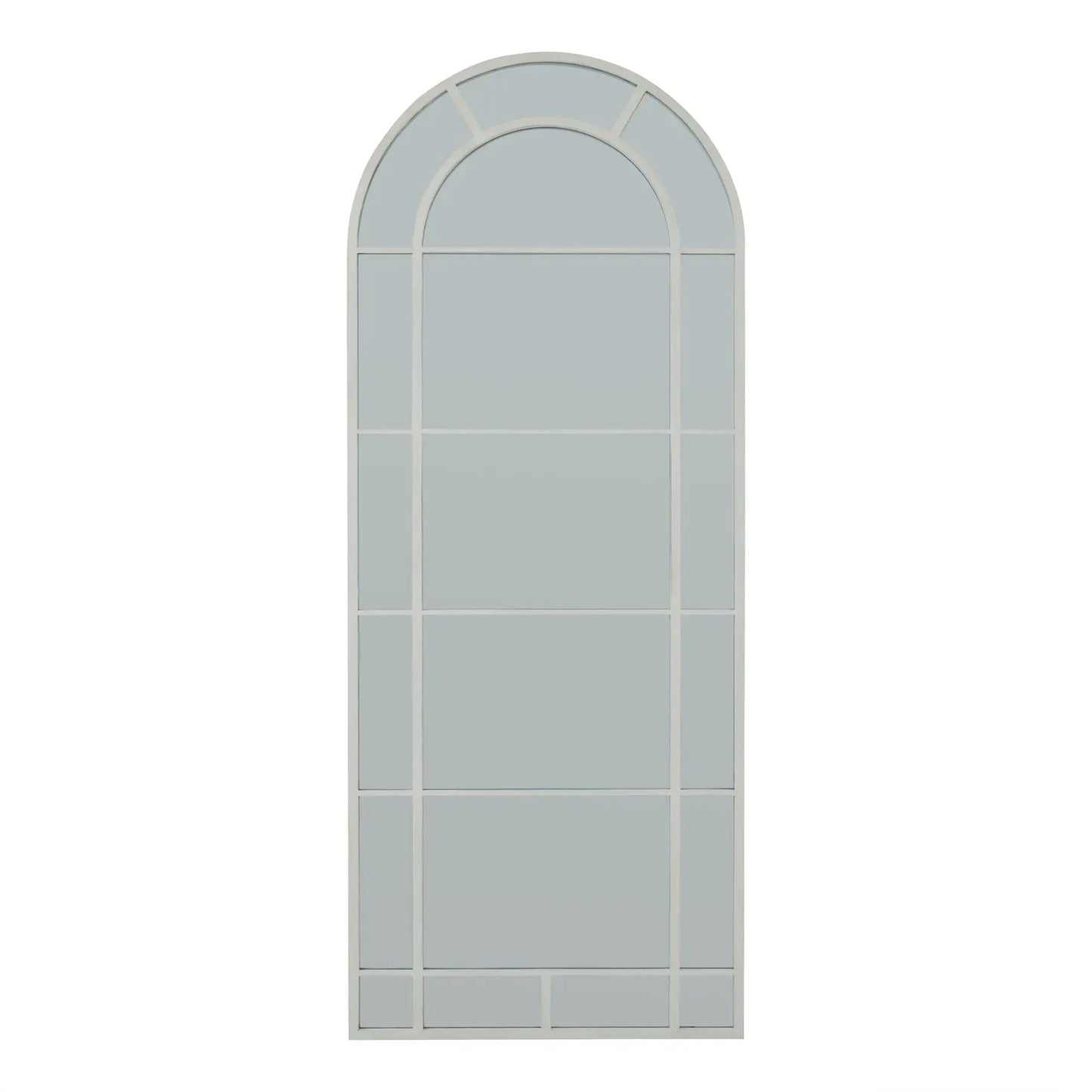 White Large Arched Window Mirror Makur Interior