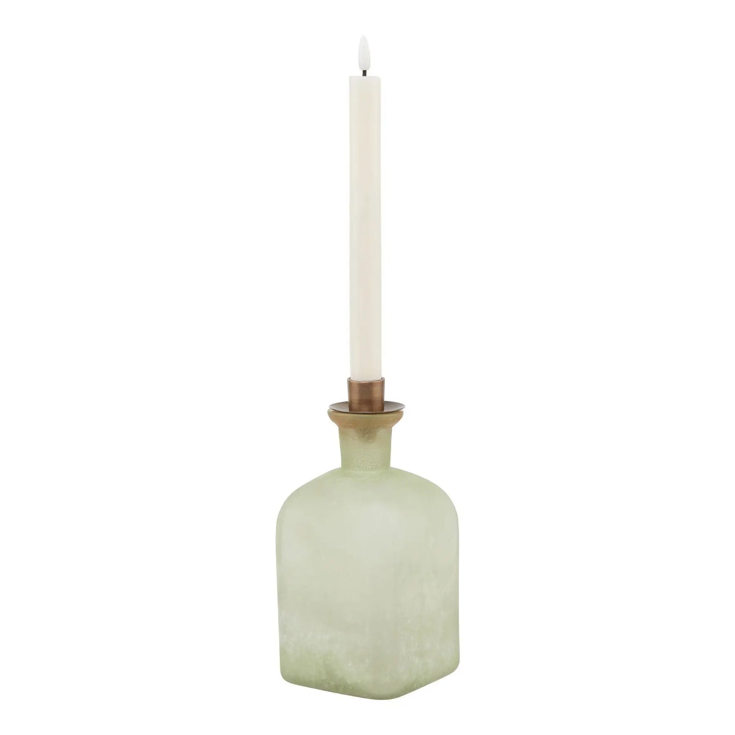 Smoked Sage and Aged Brass Large Candle Holder Vase Makur Interior