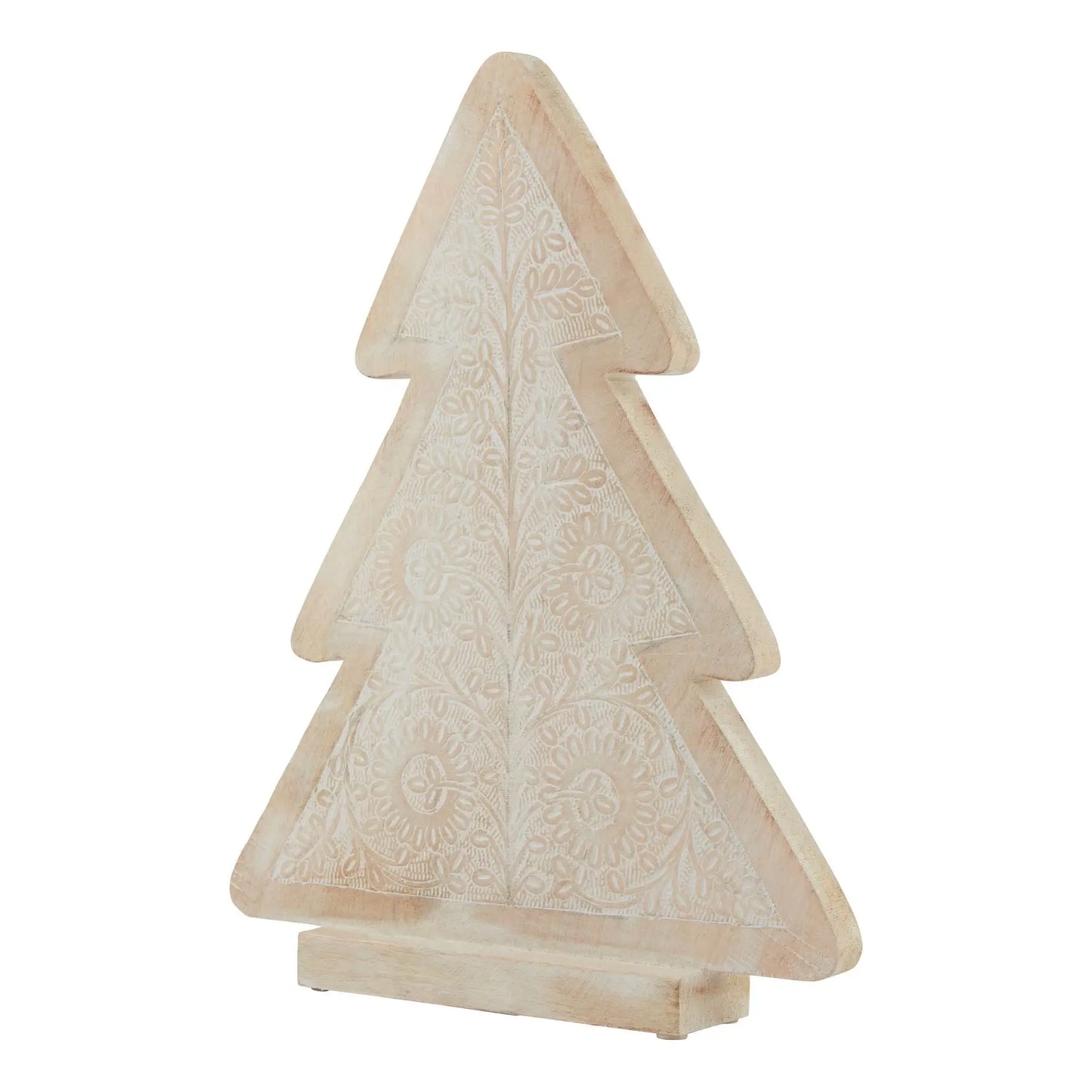 White Wash Collection Wooden Large Patterned Decorative Tree Makur Interior