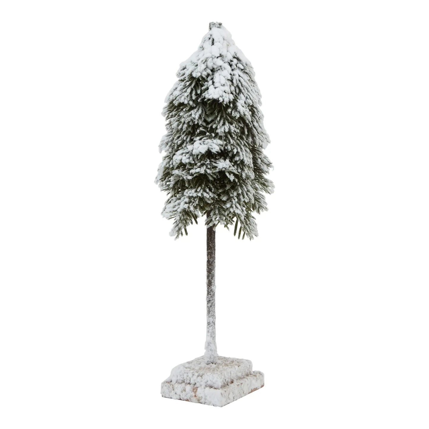 Medium Snowy Cedar Tree On Wood Block Makur Interior