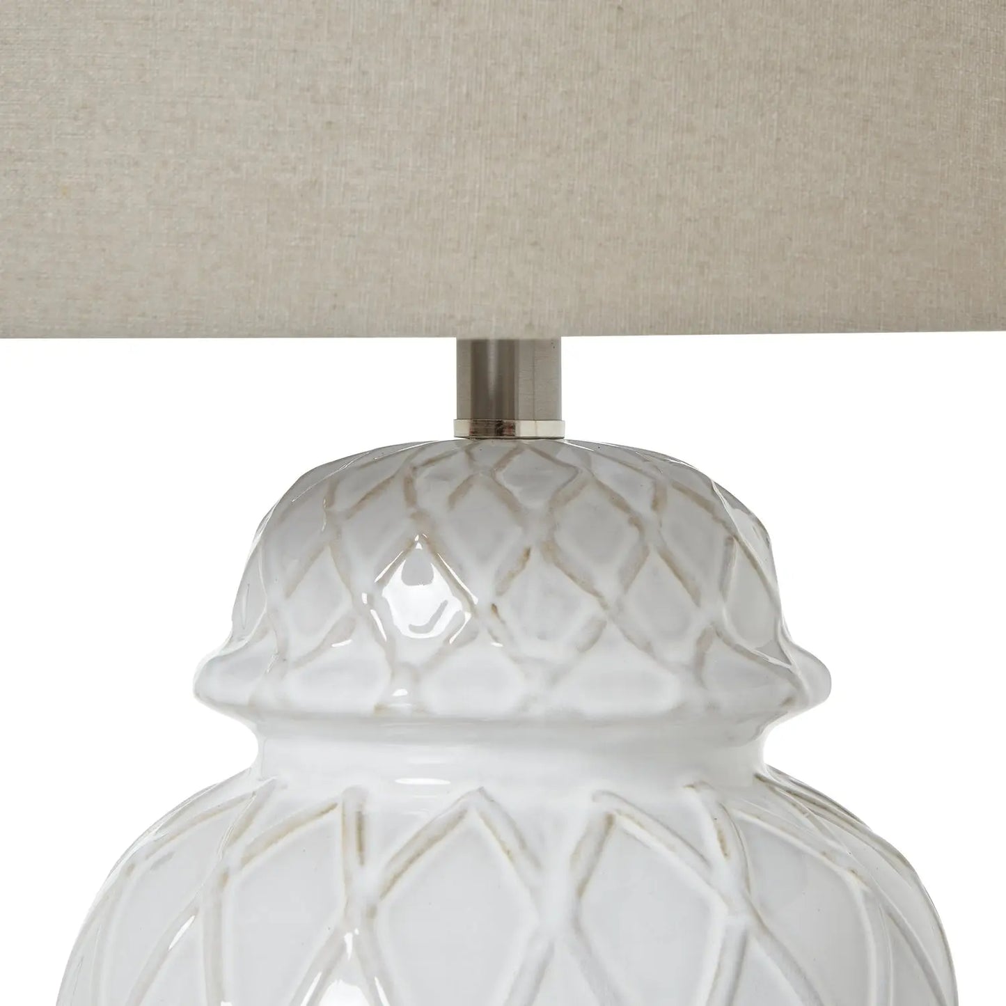 White Ceramic Ginger Jar Lamp With Linen Shade Makur Interior