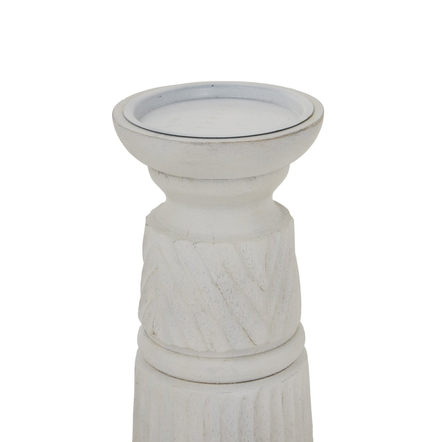 White Carved Candle Holder Makur Interior