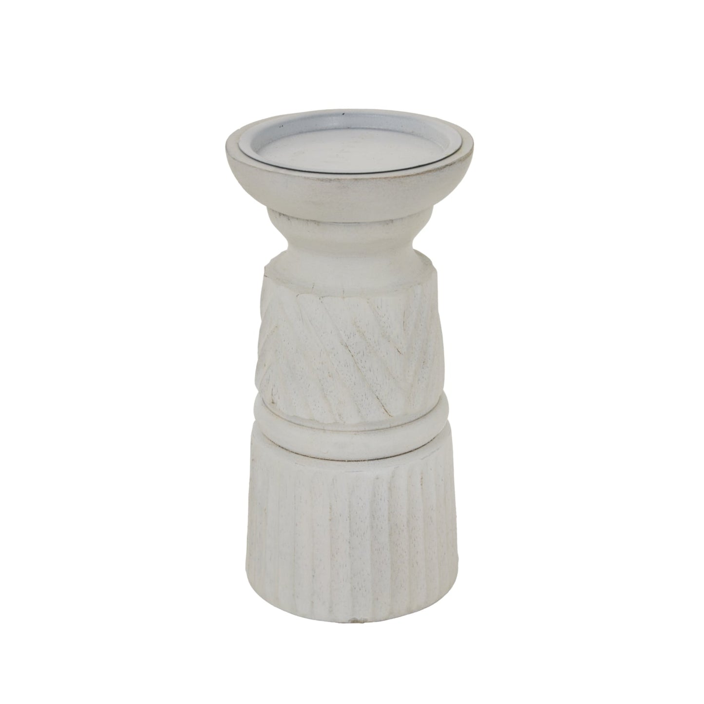 White Carved Candle Holder Makur Interior