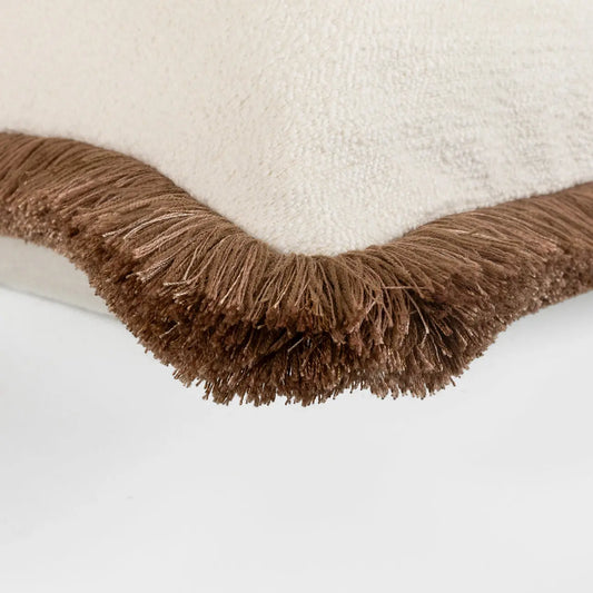 Bouclé Luxury Cushion with Multitonal Clove Fringe Onacara