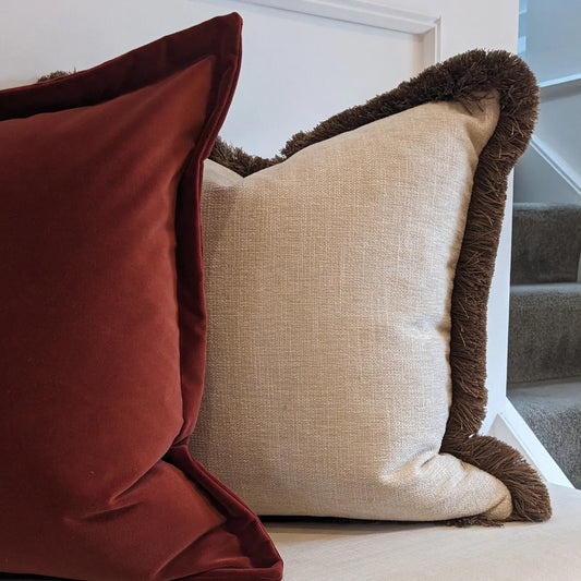 Jasmine Cushion with Clove Fringe Onacara