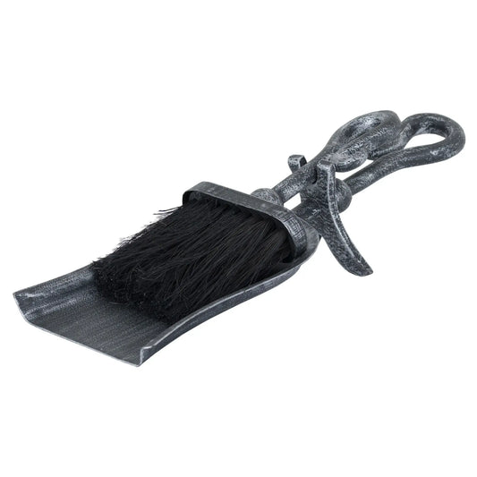 Silver Brushed Steel Crook Top Hearth Tidy Set Makur Interior
