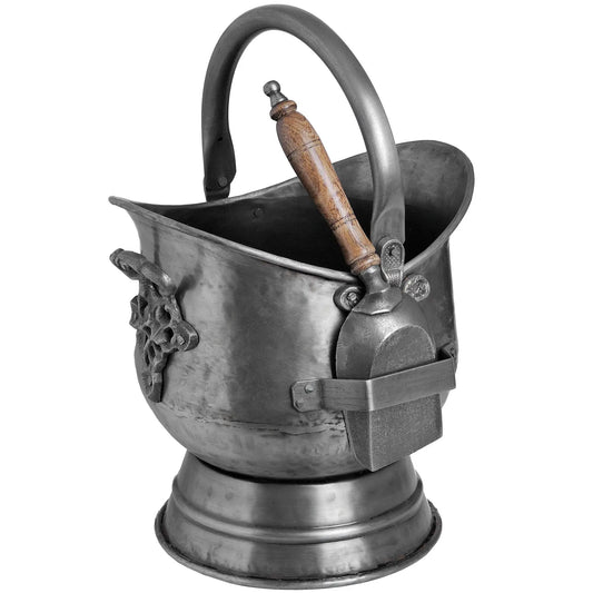Antique Pewter Coal Bucket with Shovel Makur Interior
