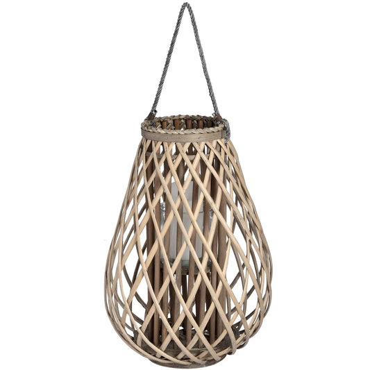 Large Wicker Bulbous Lantern Makur Interior