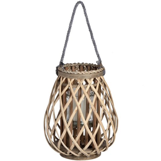 Small Wicker Bulbous Lantern Makur Interior