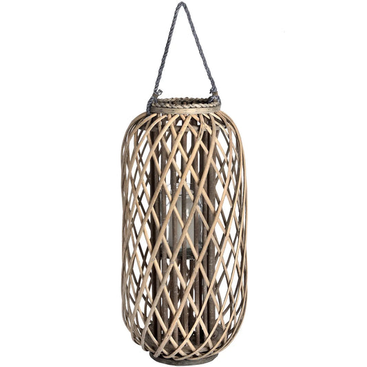 Large Standing Wicker Lantern Makur Interior
