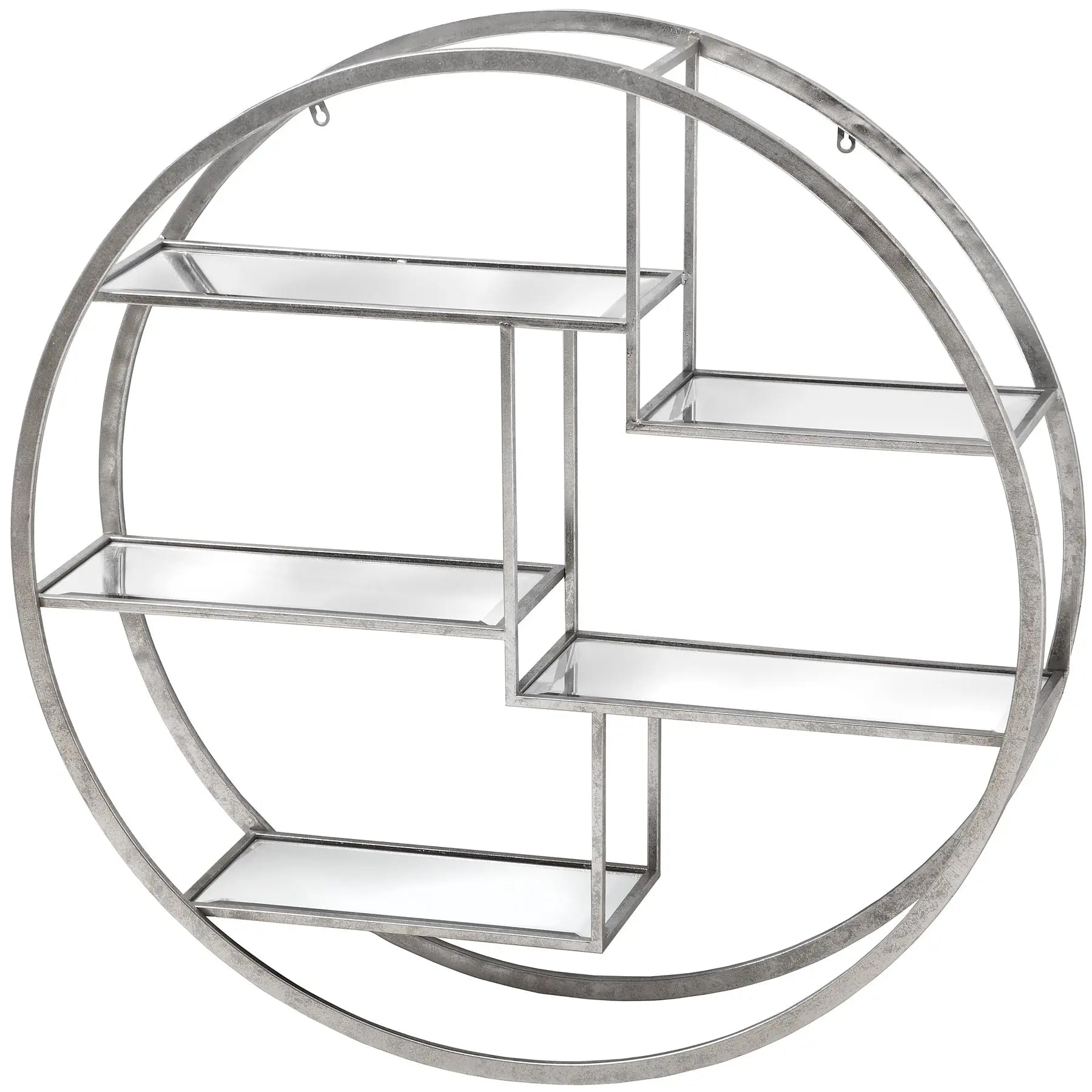 Large Circular Silver Wall Hanging Multi Shelf Makur Interior