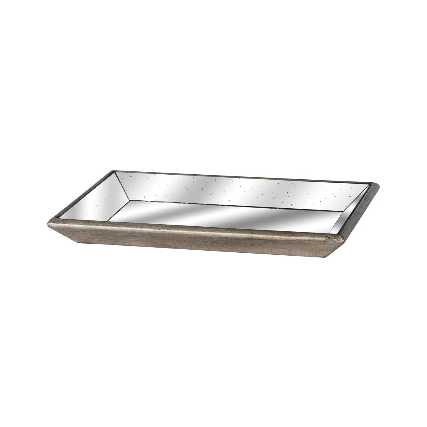 Astor Distressed Mirrored Tray With Wooden Detailing Makur Interior