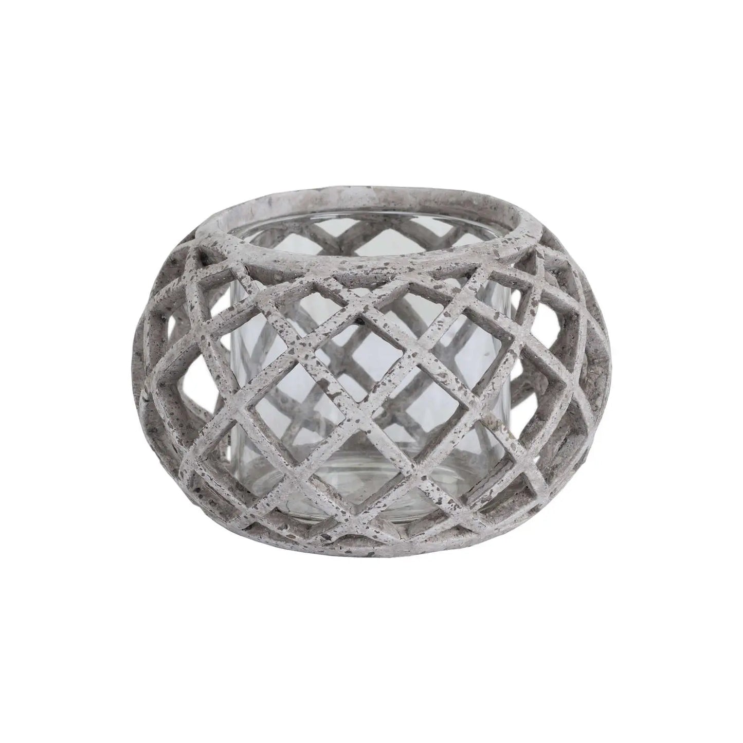 Round Ceramic Lattice Hurricane Lantern Makur Interior