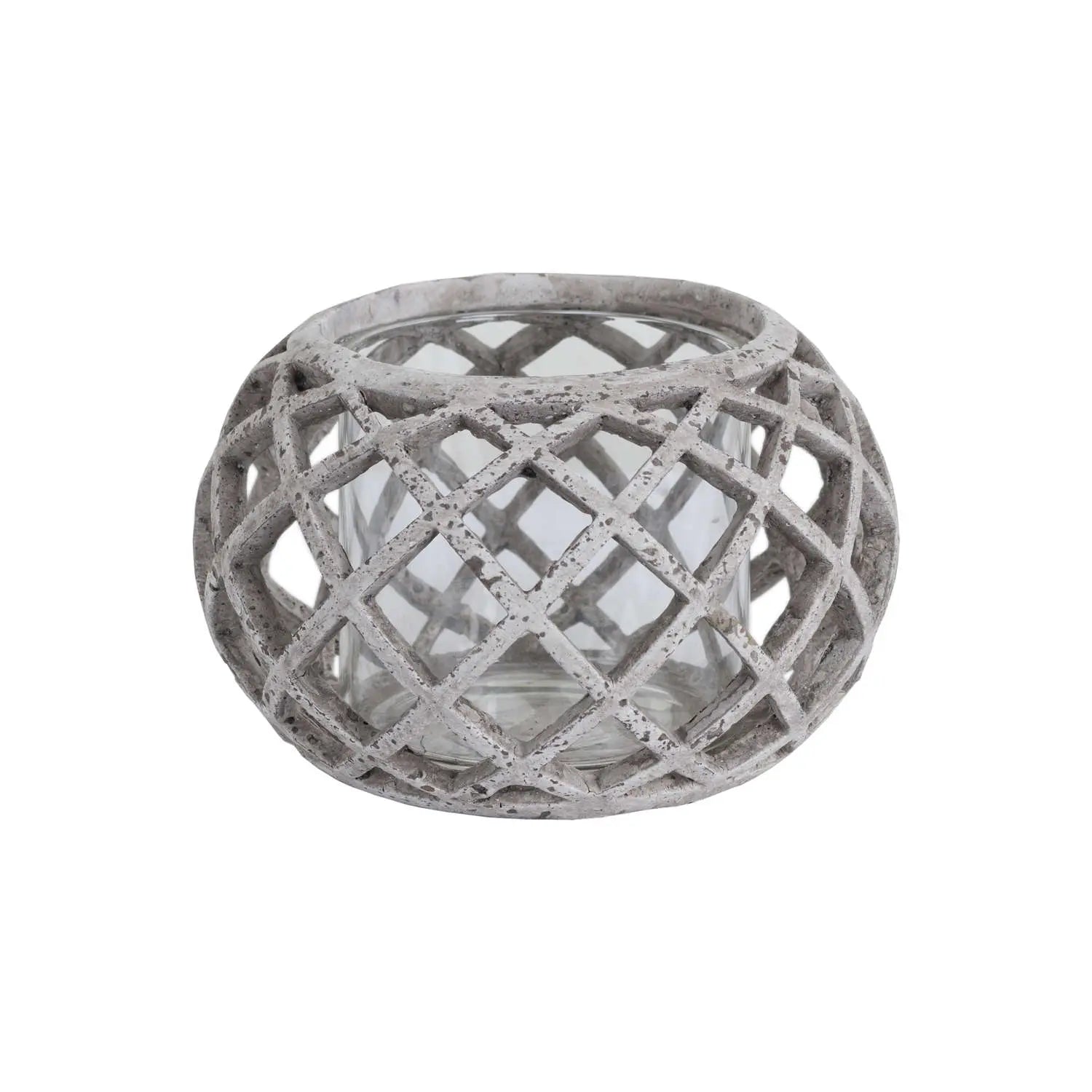 Round Ceramic Lattice Hurricane Lantern Makur Interior