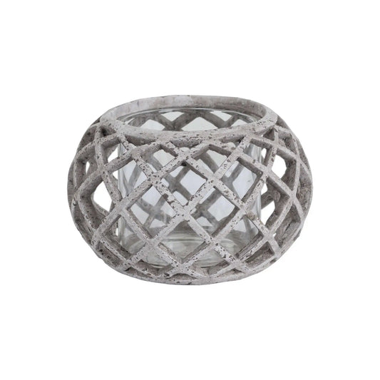 Round Ceramic Lattice Hurricane Lantern Makur Interior