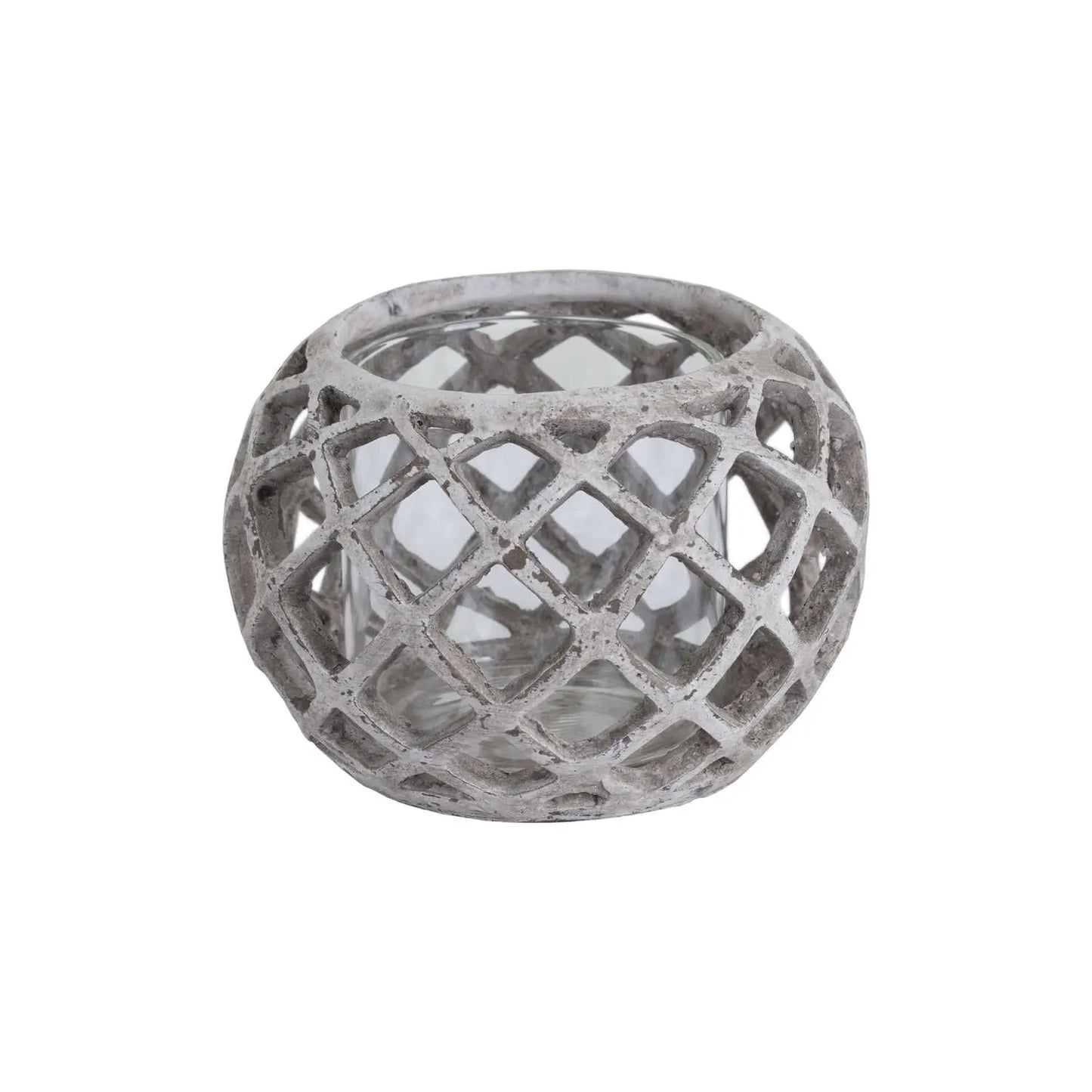 Large Round Ceramic Lattice Hurricane Lantern Makur Interior