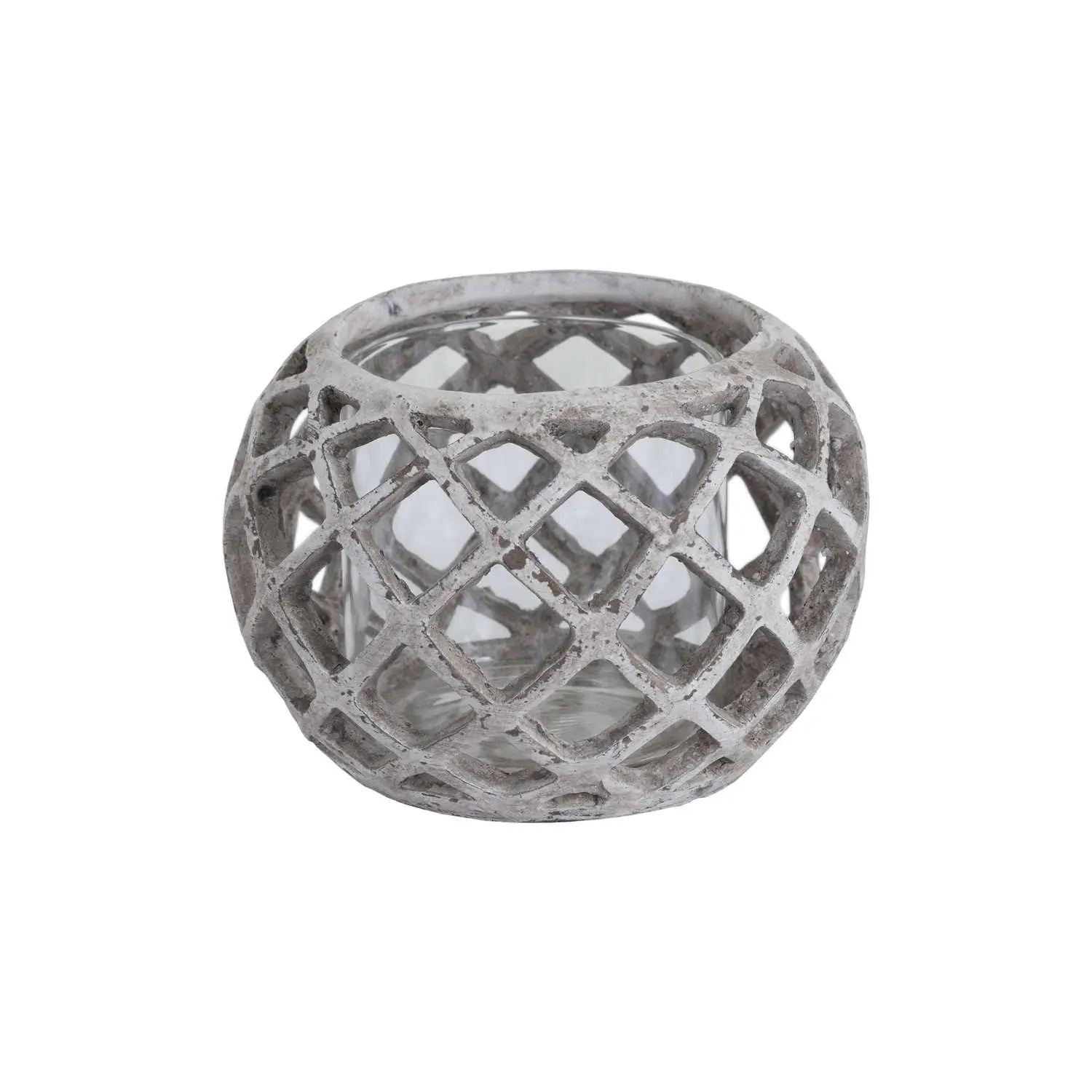 Large Round Ceramic Lattice Hurricane Lantern Makur Interior