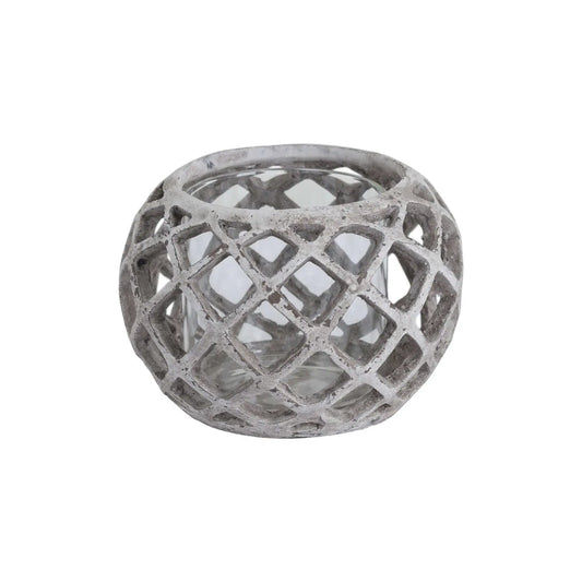 Large Round Ceramic Lattice Hurricane Lantern Makur Interior