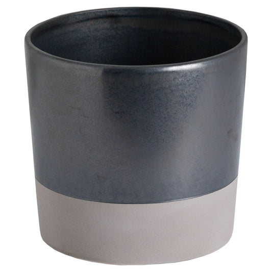 Large Metallic Grey Ceramic Planter Makur Interior