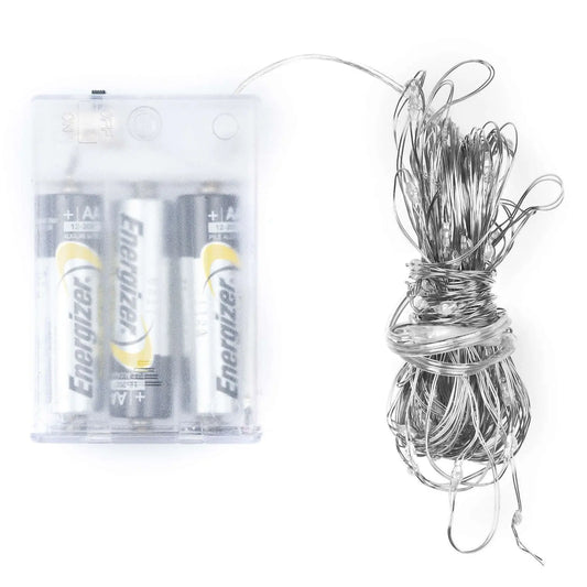 100 LED Battery Micro Lights Silver Wire 10m Makur Interior