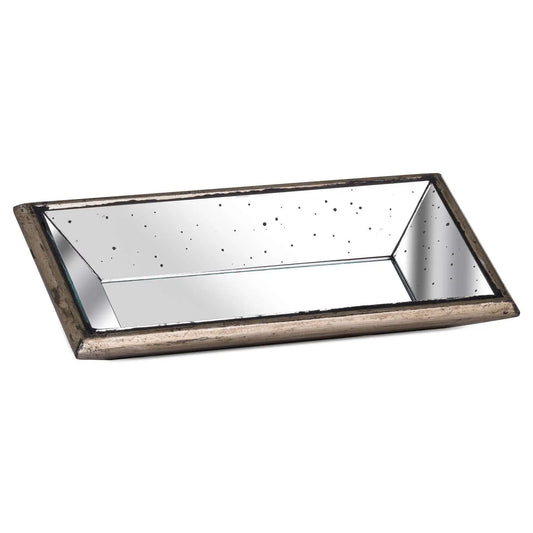 Astor Distressed Mirrored Display Tray With Wooden Detailing Makur Interior
