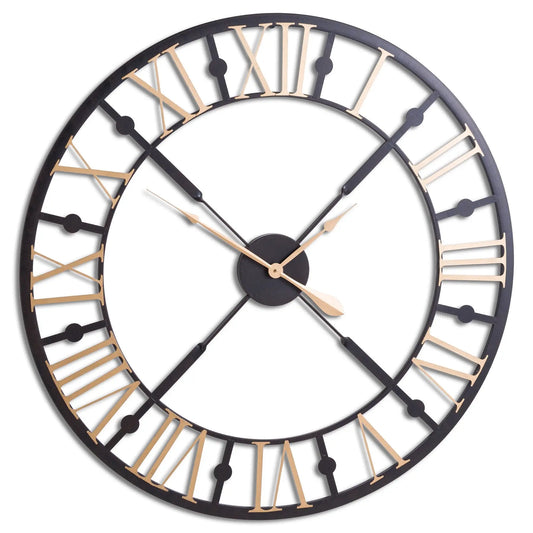 Black And Gold Skeleton Clock Makur Interior