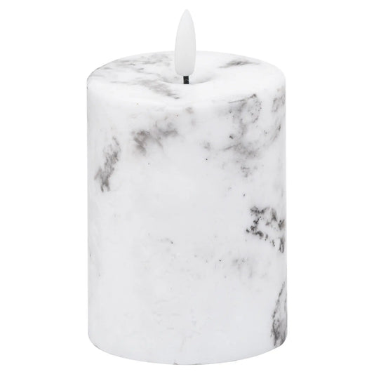 Luxe Collection Natural Glow 3x4 Marble Effect LED Candle Makur Interior
