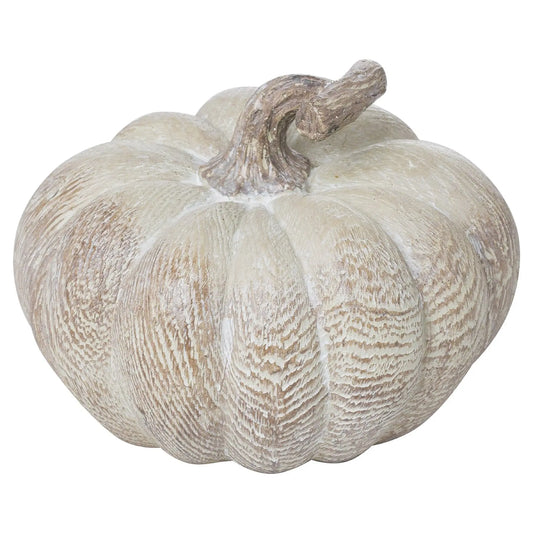 Carved Wood Effect Small Squat Pumpkin Makur Interior