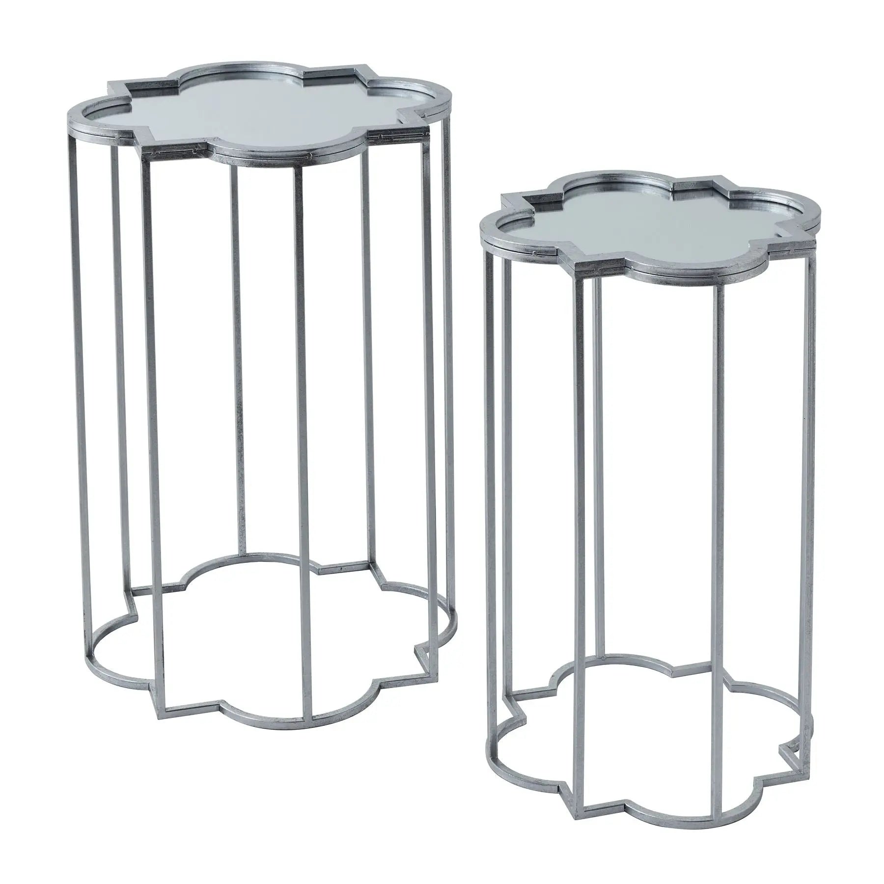 Quarter Foil Mirrored Set Of Two Side Tables Makur Interior