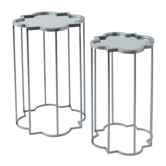 Quarter Foil Mirrored Set Of Two Side Tables Makur Interior