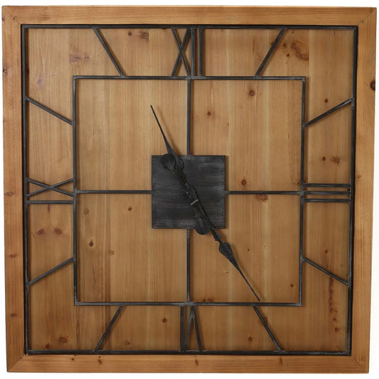 Williston Square Wooden Wall Clock Makur Interior