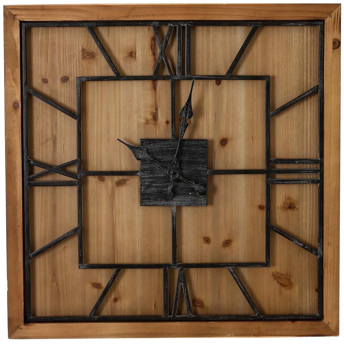 Williston Square Large Wooden Wall Clock Makur Interior