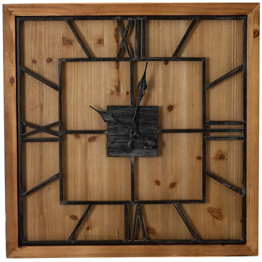 Williston Square Large Wooden Wall Clock Makur Interior