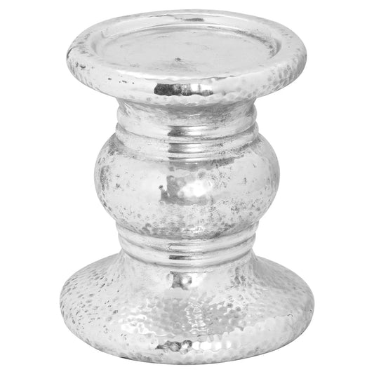 Silver Punch Faced Ceramic Candle Holder Makur Interior