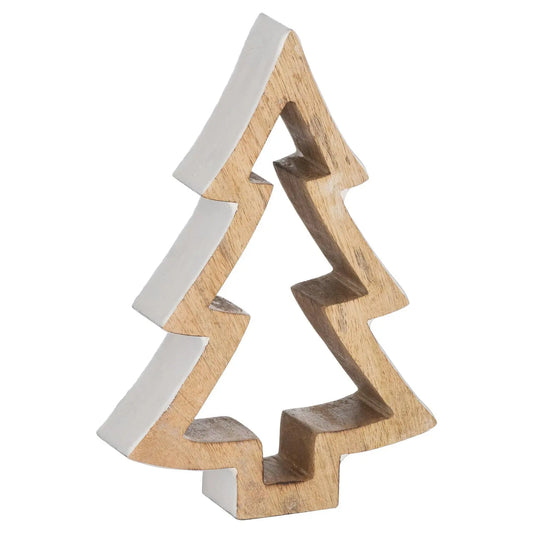 The Noel Collection Snowy Standing Wooden Tree Makur Interior