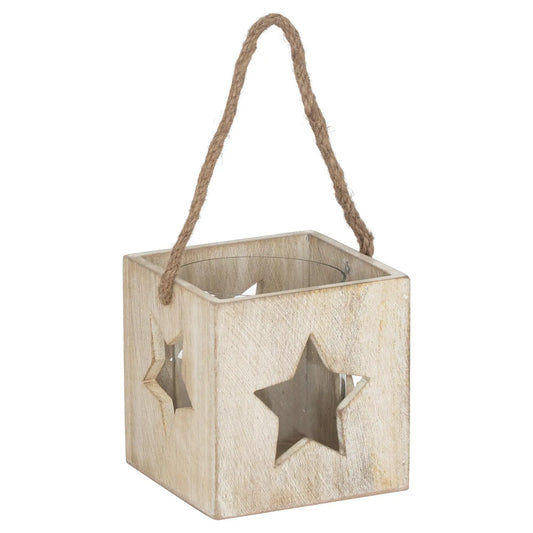 Washed Wood Large Star Tealight Candle Holder Makur Interior