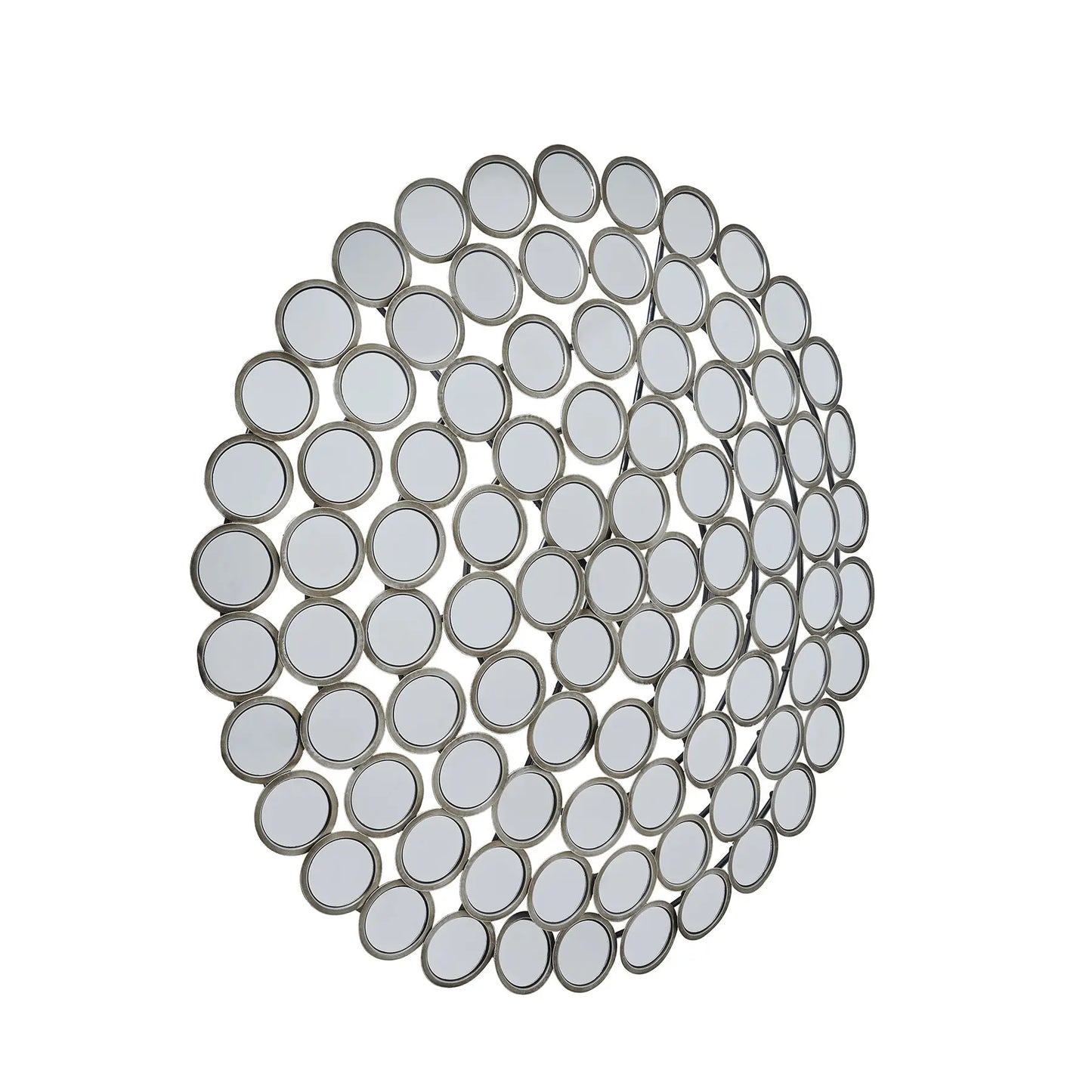 Large Round Convex Antiqued Silver Multi Mirror Makur Interior